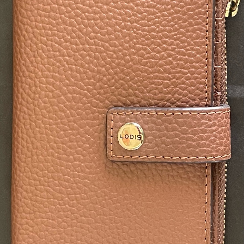 Lodis Tan Authentic Leather Zip Wallet - Picture 10 of 13